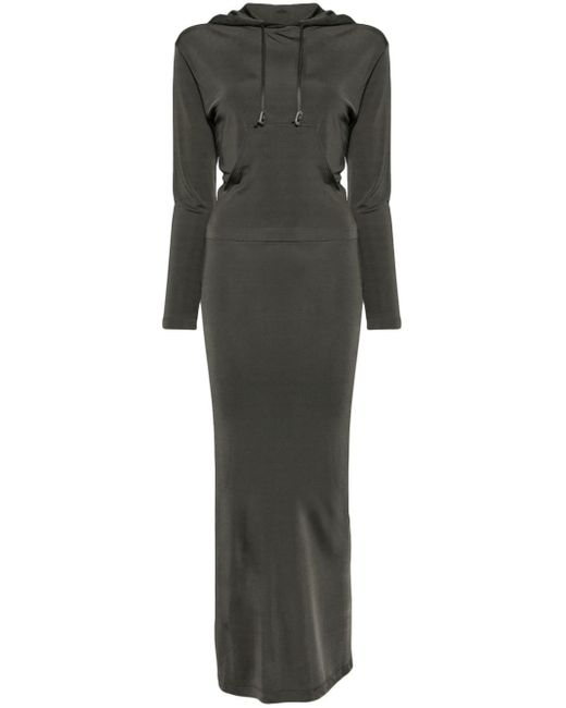 Dion Lee Open-back Hooded Maxi Dress Gray
