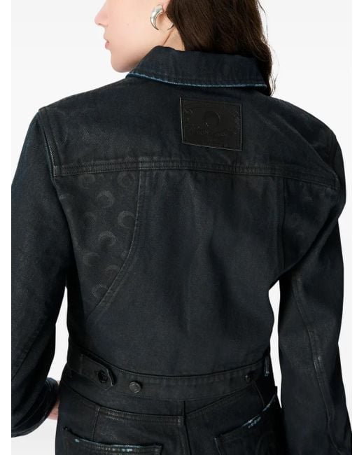 MARINE SERRE Black Moon Waxed Denim Jacket
