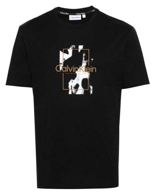 Calvin Klein Black Graphic-print Cotton T-shirt for men