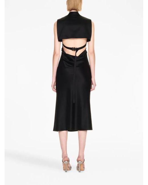 Off-White c/o Virgil Abloh Black Buckle-detail Satin Midi Dress