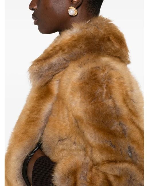 Saint Laurent Brown Leather-Trimmed Shearling Bomber Jacket