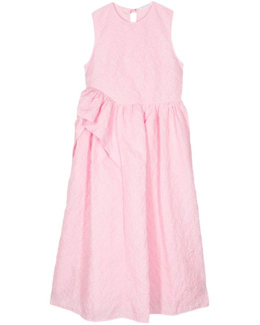 CECILIE BAHNSEN Pink Ditte Crinkled Midi Dress