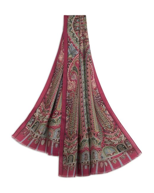 Etro Brown Paisley-Print Scarf