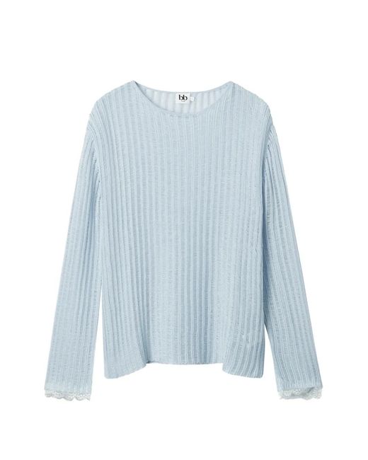 B+ AB Blue Lace-Trim Long-Sleeve Sweater