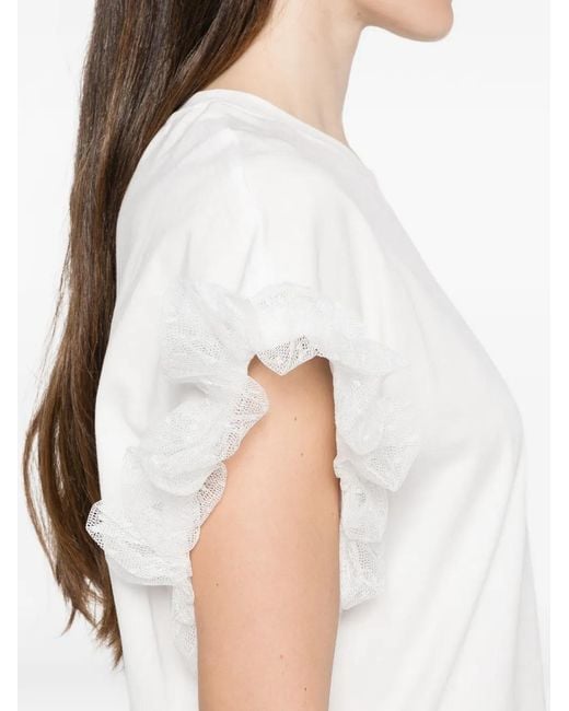 Twinset White Ruffled T-Shirt