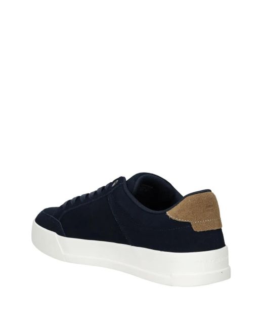Tommy Hilfiger Blue Lace-Up Panelled Suede Sneakers for men