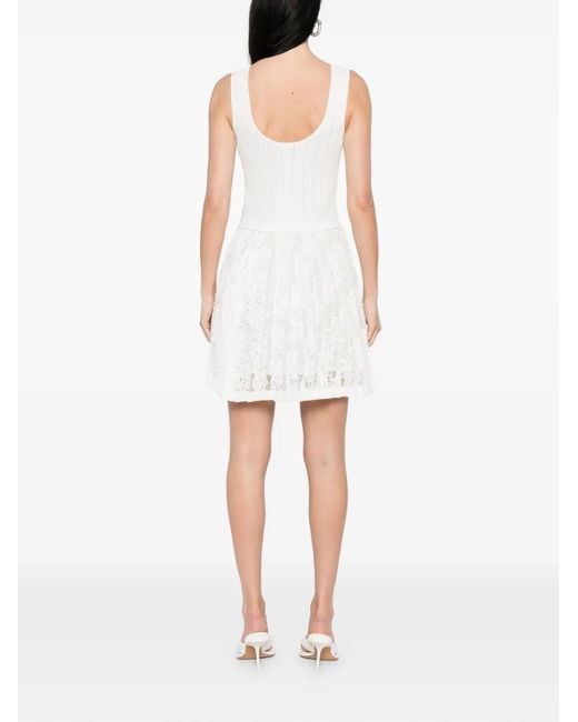 Jonathan Simkhai White Pleated Lace Mini Dress