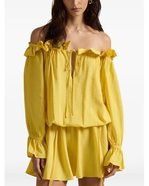 Polo Ralph Lauren Yellow Off-The-Shoulder Crepe Dress