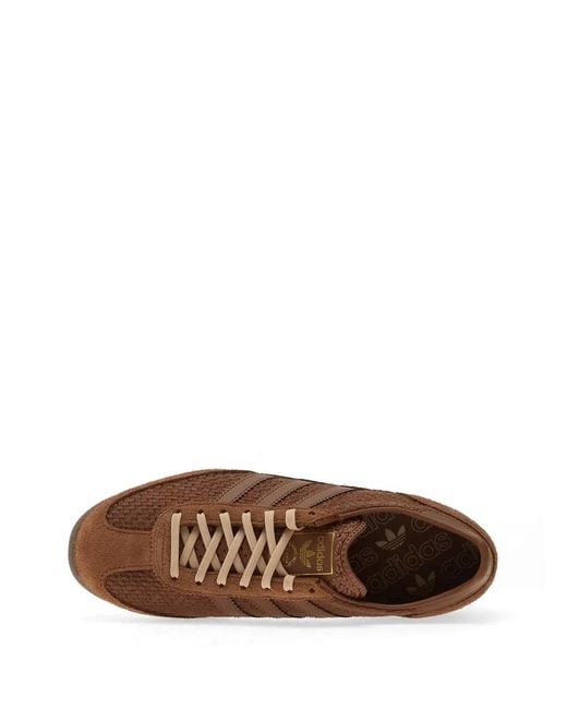 Adidas Brown Striped Logo-Detail Sneakers