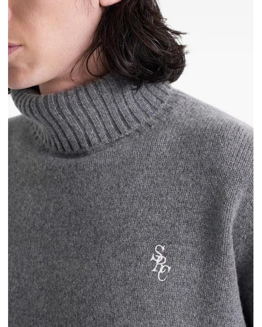 Sporty & Rich Gray Roll-Neck Sweater