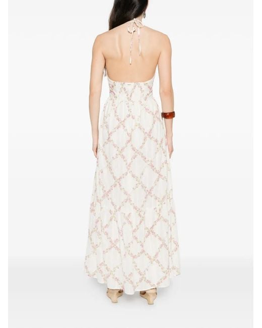 Twinset White Floral Halterneck Maxi Dress
