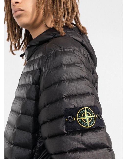 Stone Island Black Real Down Jacket for men