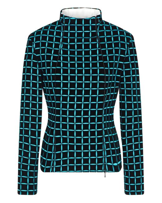 Emporio Armani Green Grid-Pattern Fitted Jacket