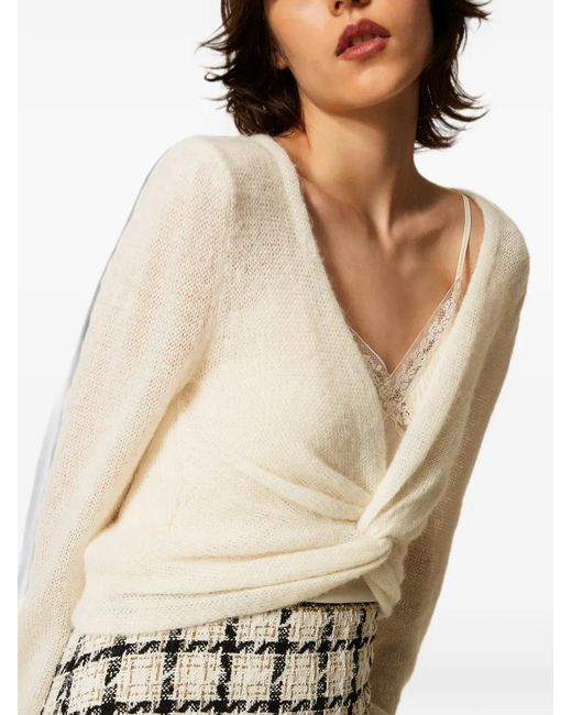 Twinset White Dual-Use Knit Shrug With Criss-Cross