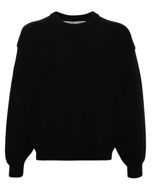 Alexander Wang Black Crochet-logo Cotton-blend Sweatshirt