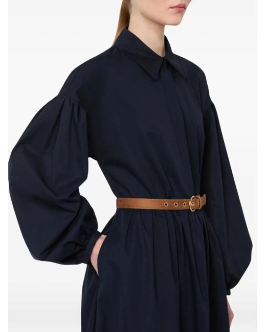 Max Mara Black Marmo Belted Midi Dress