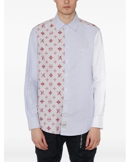 Aries Gestreept Overhemd Met Patchwork in het White voor heren