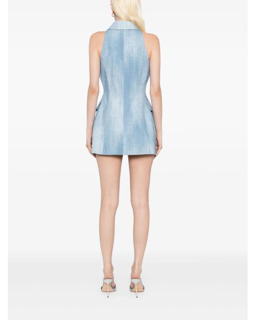 Ermanno Scervino Blue Denim-Printed Mini Dress