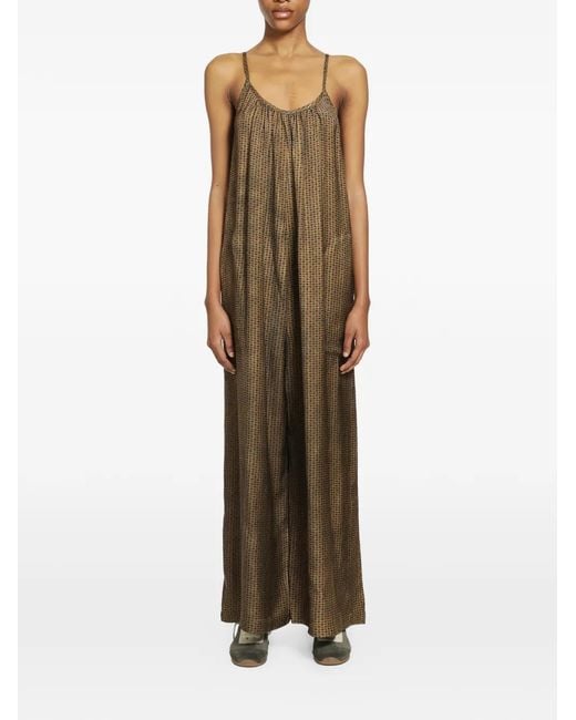 Uma Wang Natural Paul Geometric-Print Jumpsuit