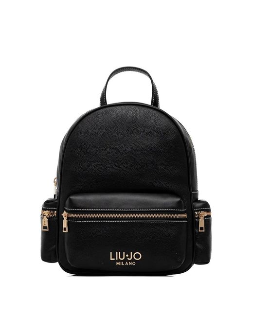 Liu Jo Black Better Topstitch Zip Backpack