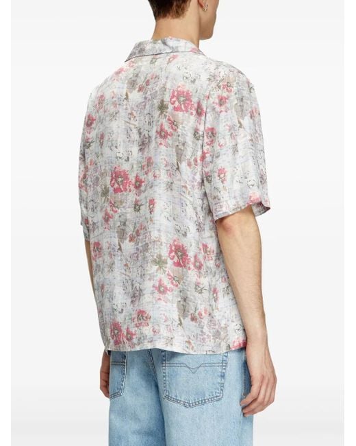 Camicia Bowling Con Stampa Floreale di DIESEL in Multicolor da Uomo