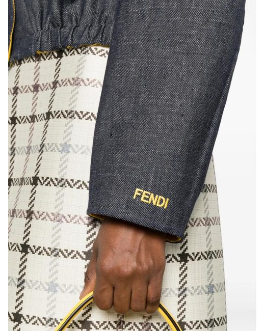 Fendi Gray Flower-Appliqué Cropped Jacket