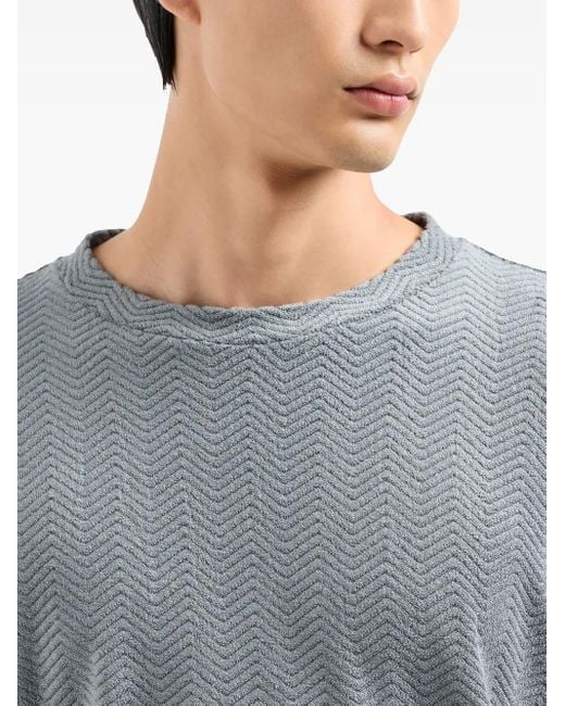 Maglione Con Ricamo A Zigzag di Giorgio Armani in Blue da Uomo