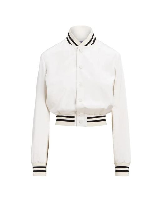 Ralph Lauren White Striped Bomber Jacket