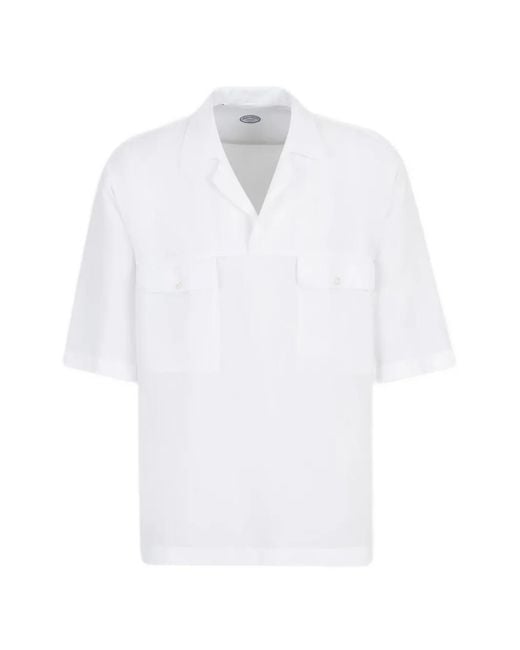 Vincenzo Di Ruggiero White Camp-Collar Flap-Pocket T-Shirt for men