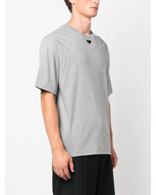 PRADA ロゴTシャツ　グレー Prada Triangle-logo Cotton T-shirt in Gray for Men | Lyst