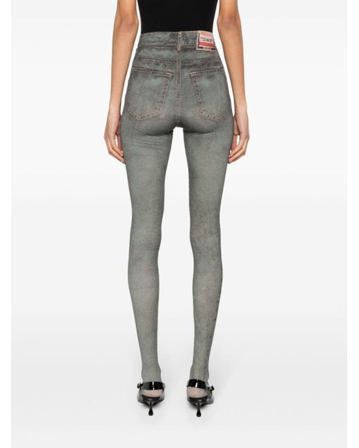 DIESEL Gray Super-skinny Leg Denim-print leggings