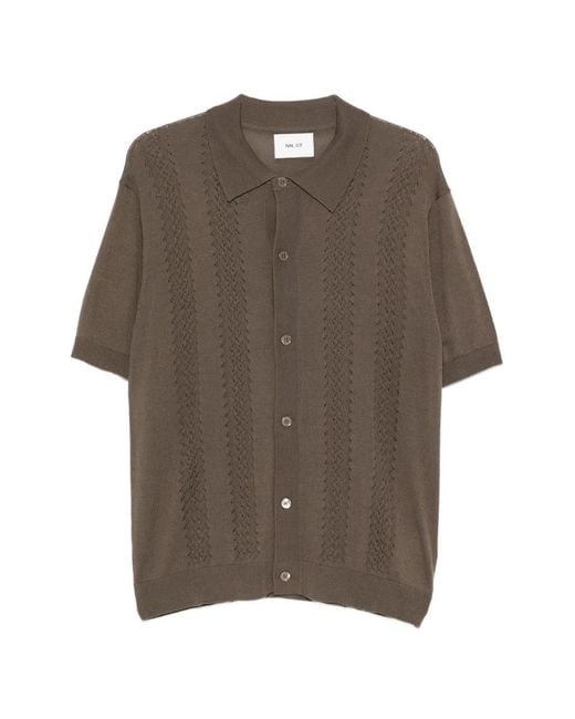 NN07 Brown Cardigan Thor En Maille Ajourée for men