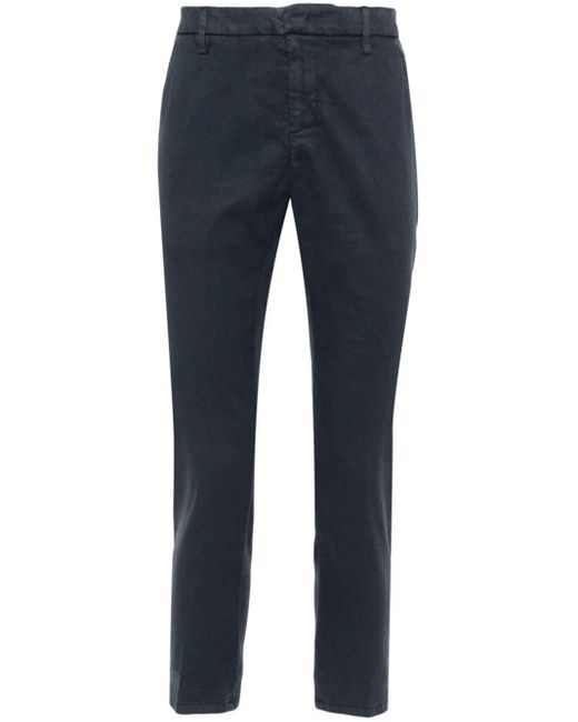 Dondup Blue Pressed-crease Slim-fit Trousers for men