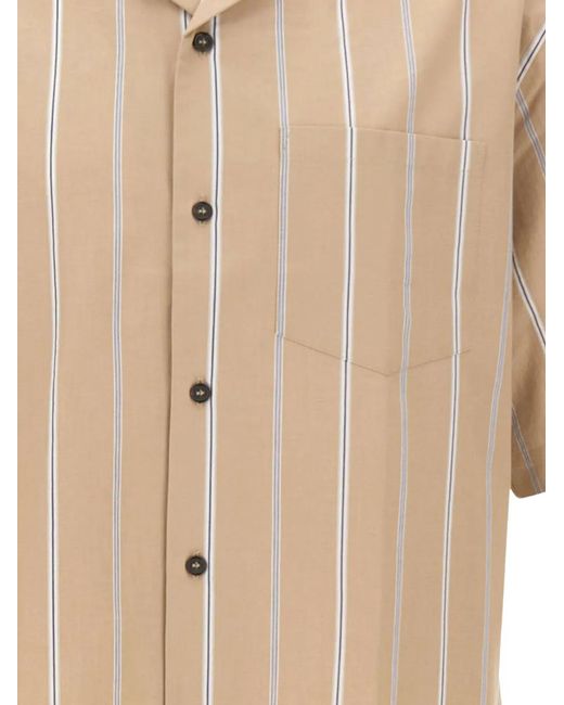 Paolo Pecora Natural Striped Boxy-Fit Shirt for men