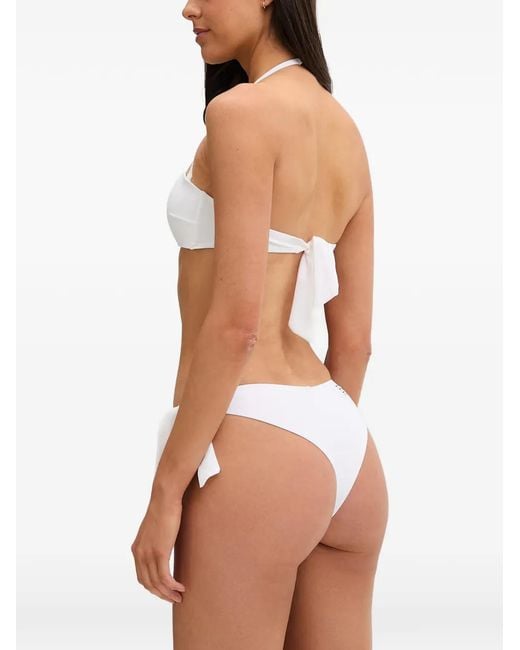 EA7 White Logo-Print Bandeau Bikini