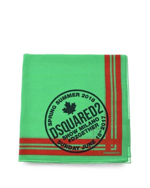 DSquared² Green Logo-Print Scarf for men