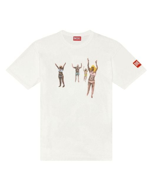 DIESEL White T-buxt-n8 Graphic-print Cotton T-shirt