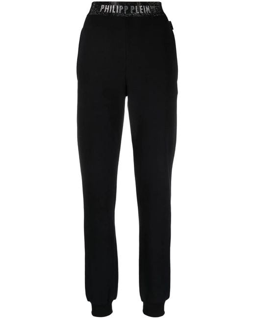 Philipp Plein Black Logo-Waistband Track Pants