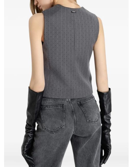 Gaelle Paris Gray Pinstripe Buttoned Jacket