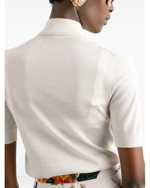 Dolce & Gabbana White Silk Knitted Top