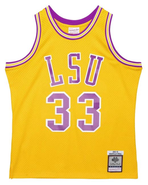 Mitchell & Ness Yellow 1990/91 Shaquille O'Neal Lsu Tigers Swingman Player Jersey for men