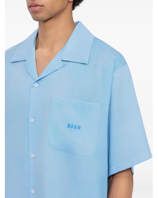 MSGM Blue Chemise À Poche Poitrine for men
