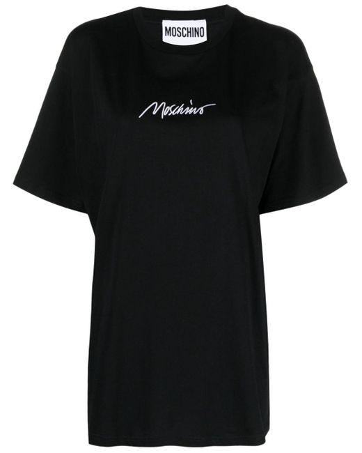 Moschino Black Logo-embroidered Cotton T-shirt