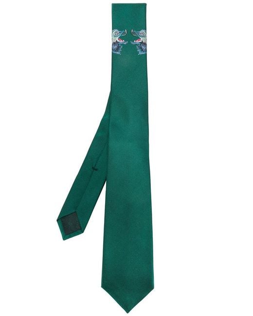 Gucci Green Wolf Heads Underknot Tie for men