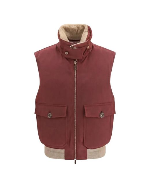 Brunello Cucinelli Purple Padded Wool Gilet for men