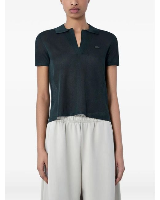 Lacoste Blue Knit Open Placket T-Shirt