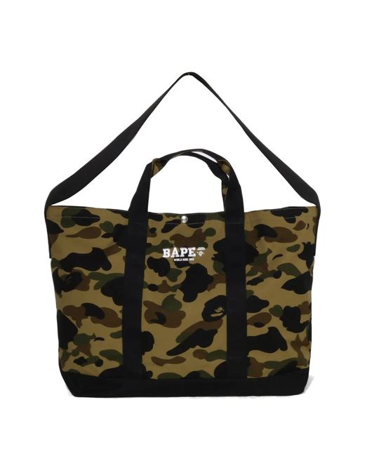 A Bathing Ape Black Camo Camouflage-Print Logo-Embroidered Messenger Bag for men