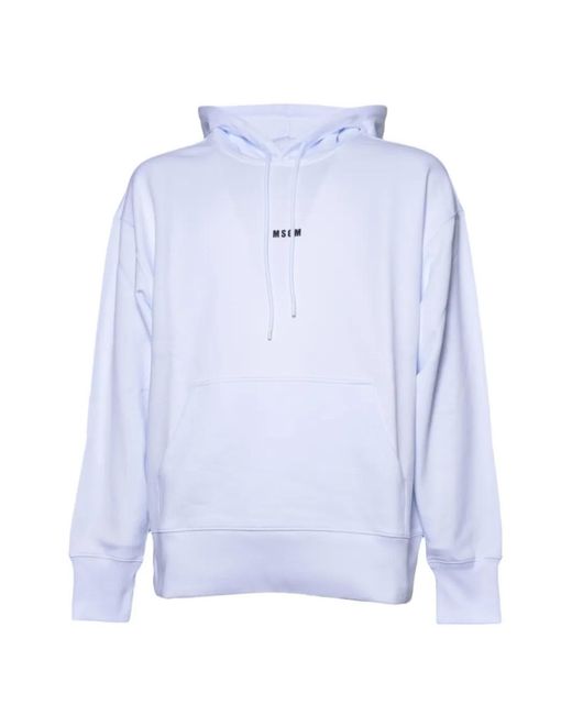 MSGM Blue Logo-Print Hoodie for men