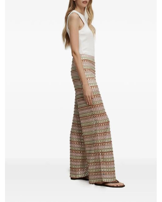 Veronica Beard Natural Fatima Geometric-Pattern Trousers