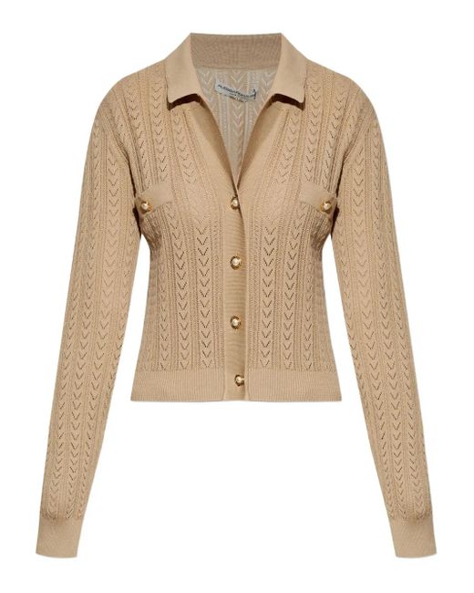 Alessandra Rich Natural Cardigan mit Zopfmuster